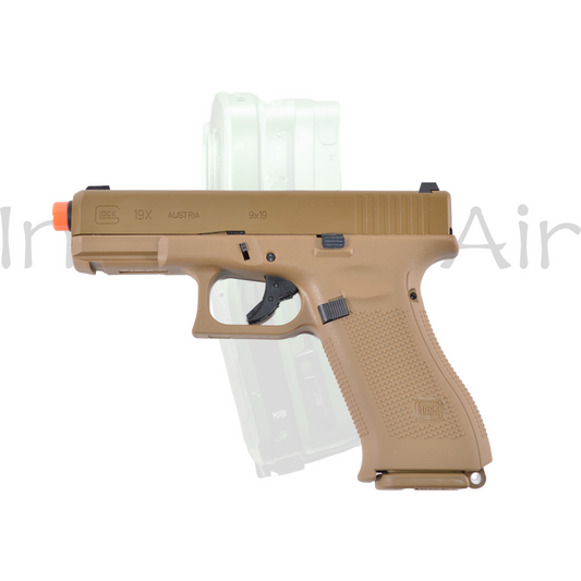 Elite Force Fully Licensed GLOCK 19X Gas Blowback Airsoft Pistol, Green Gas, Tan
