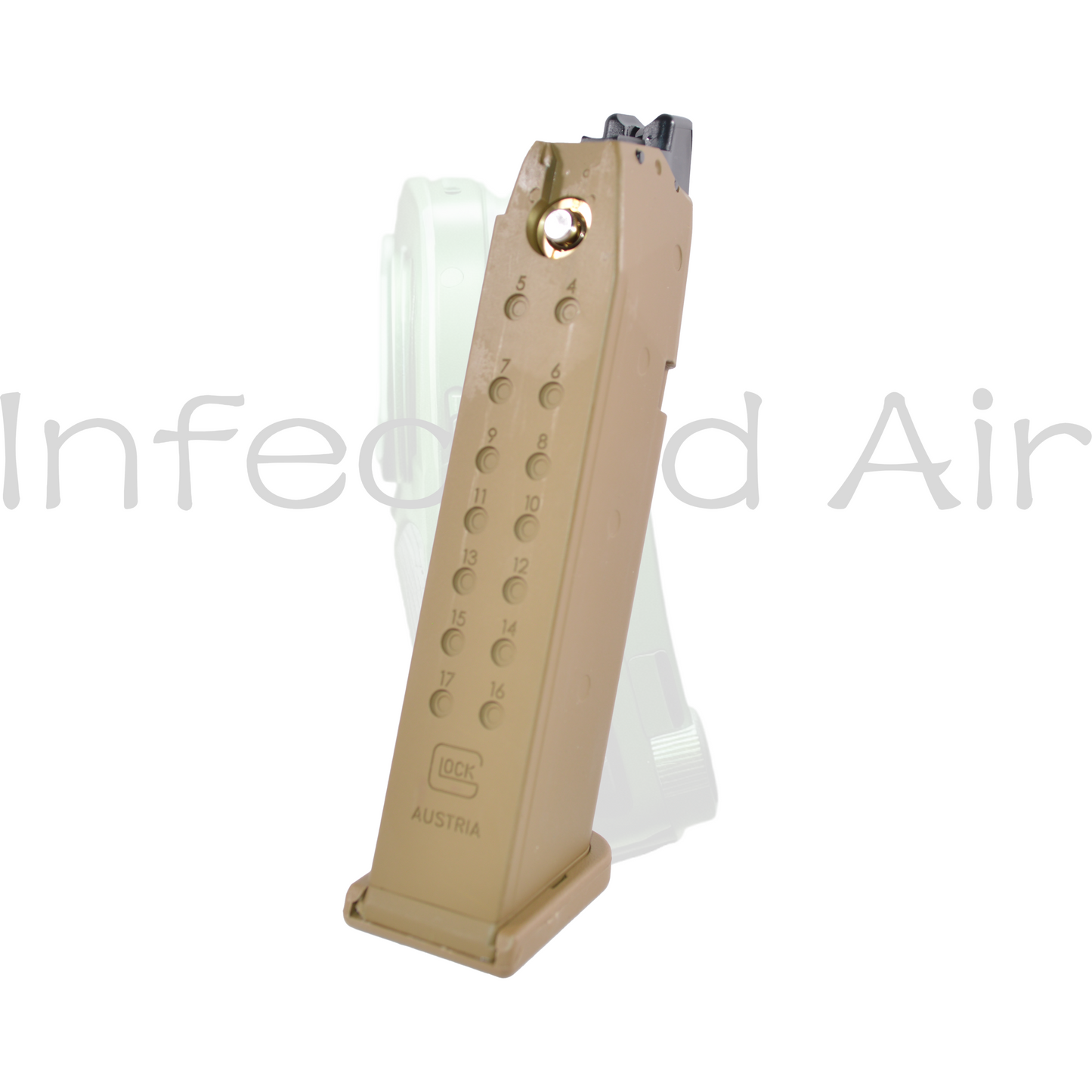 Elite Force 20rd Magazine for GLOCK Licensed G19X Airsoft Gas Blowback Pistols, Tan