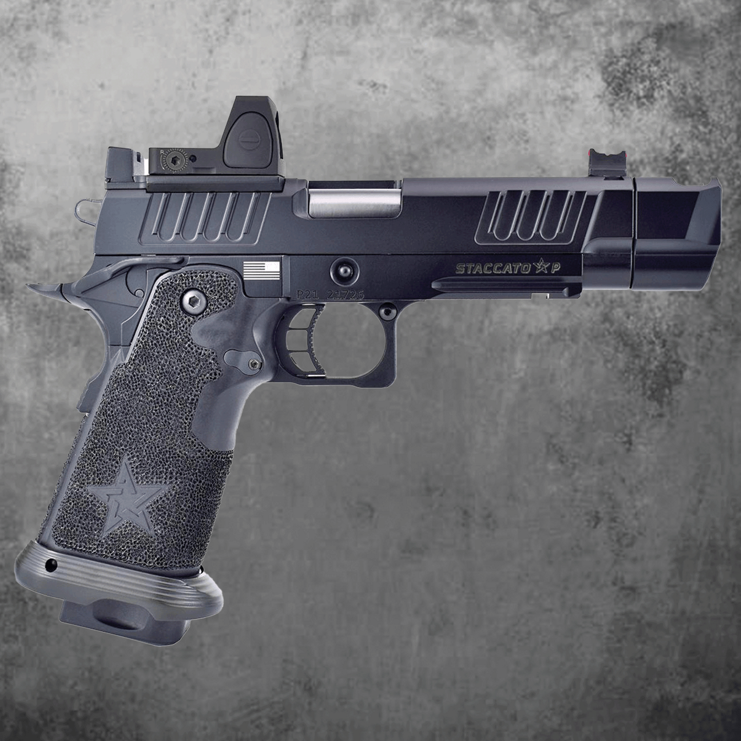 6mmProShop Staccato Licensed P COMP SOC 2011 Gas Blowback T8 Airsoft Pistol w/ Muzzle Compensator