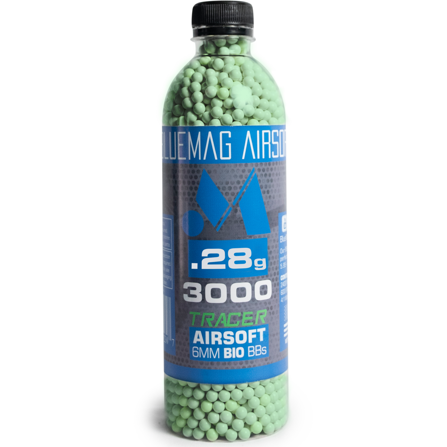 BlueMag Airsoft 3000 6mm Pro Grade Biodegradable Tracer Airsoft BBs, Various Weights