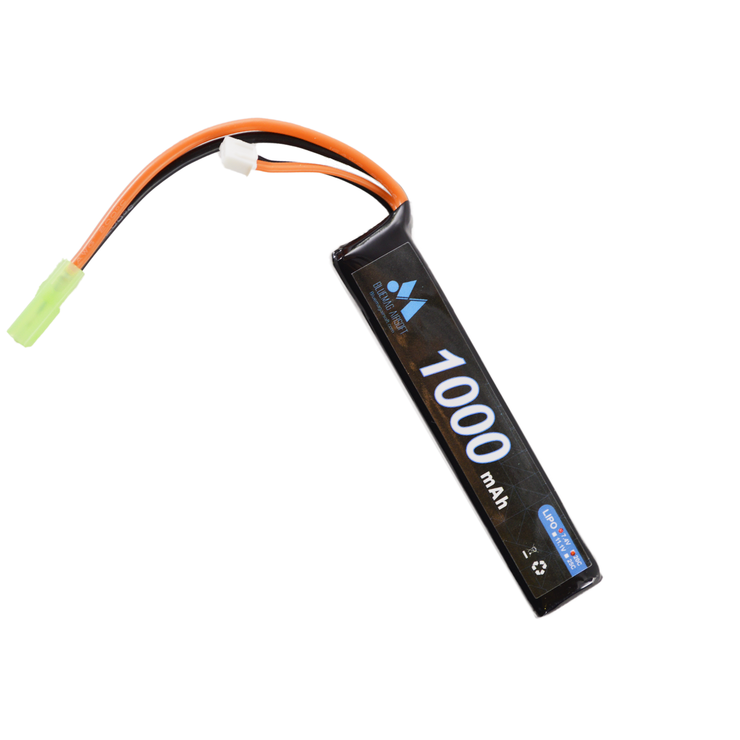 BlueMag Airsoft Stick Type 7.4v 1000mAh 20C Lipo, Small Tamiya