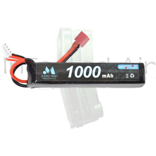 BlueMag Airsoft Stick Type 11.1v 1000mAh 20C Lipo, Deans