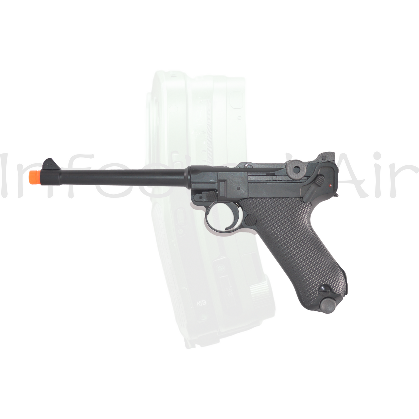 WE WWII Full Size / Metal Luger Airsoft Gas Blowback (Color: Black / 6 Inch)