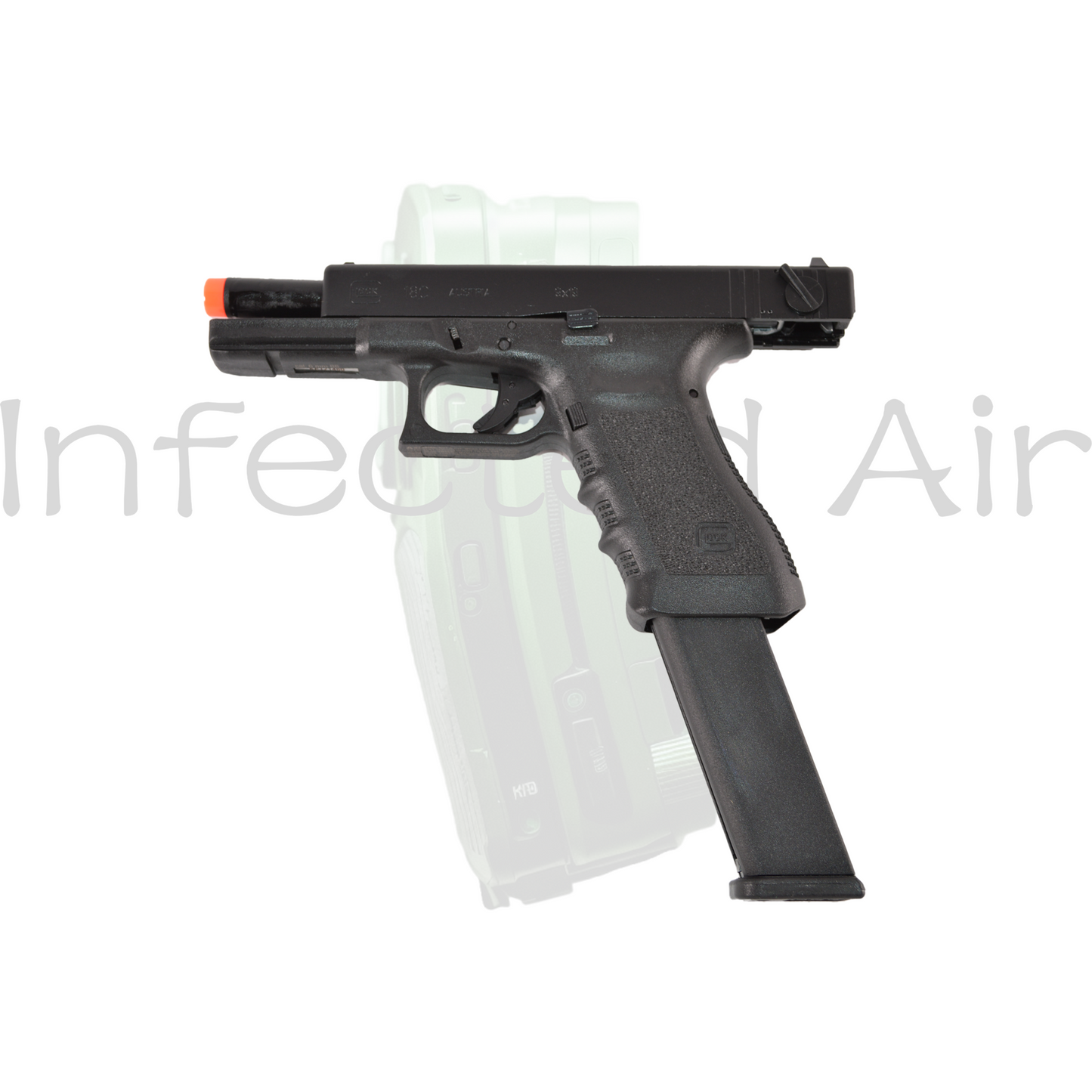 Elite Force Fully Licensed GLOCK 18C Semi / Full Auto Gas Blowback Airsoft Pistol with Extended Mag, Green Gas