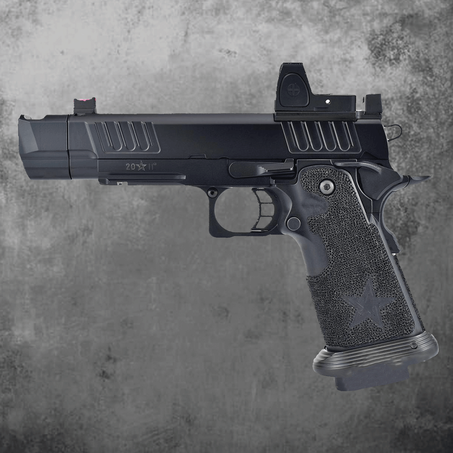 6mmProShop Staccato Licensed P COMP SOC 2011 Gas Blowback T8 Airsoft Pistol w/ Muzzle Compensator